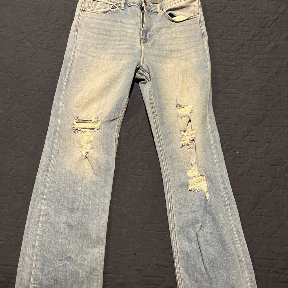 Vigoss Light Blue Distressed Straight Leg Jeans